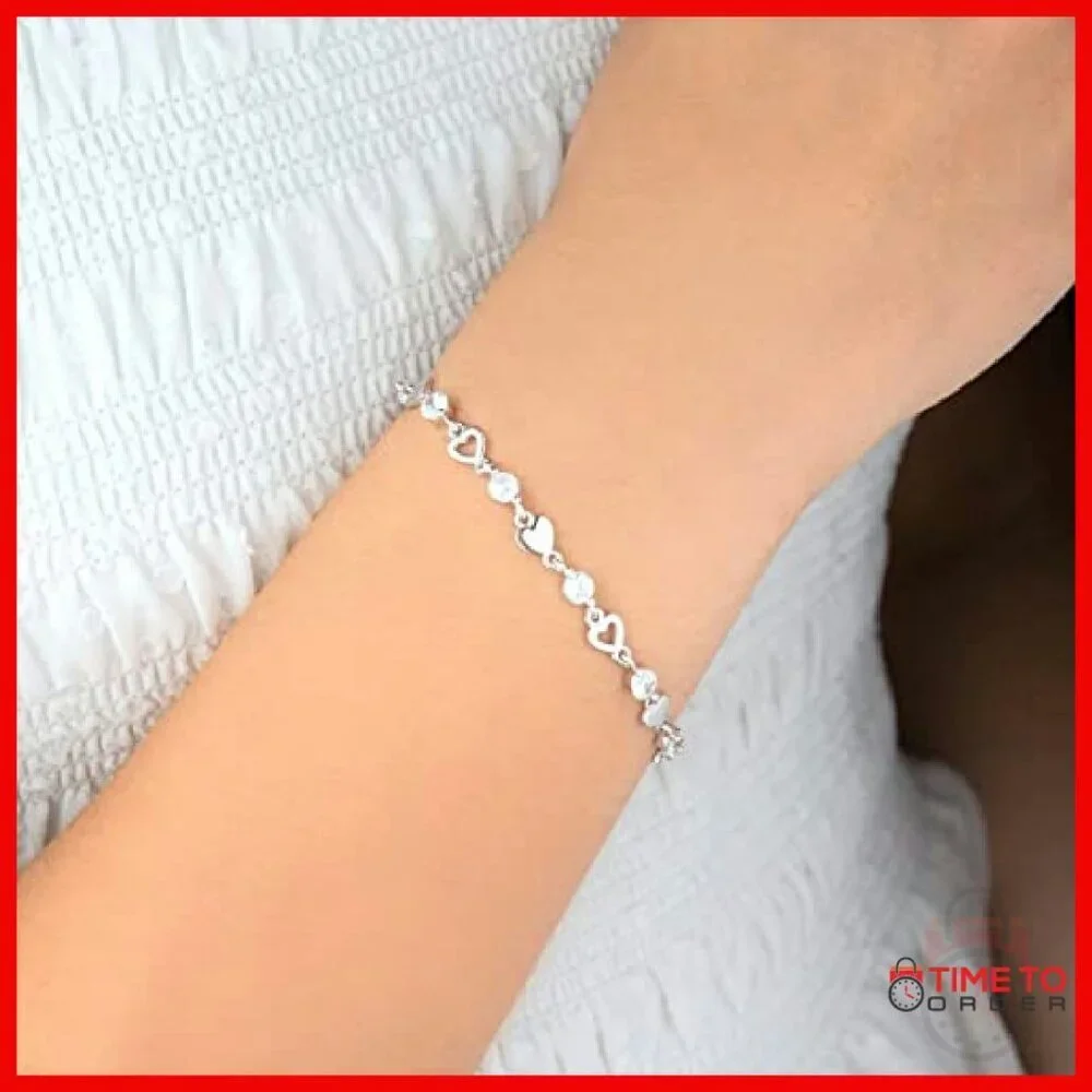 Sterling Silver Plated Charm Bracelet For Daughter Gift